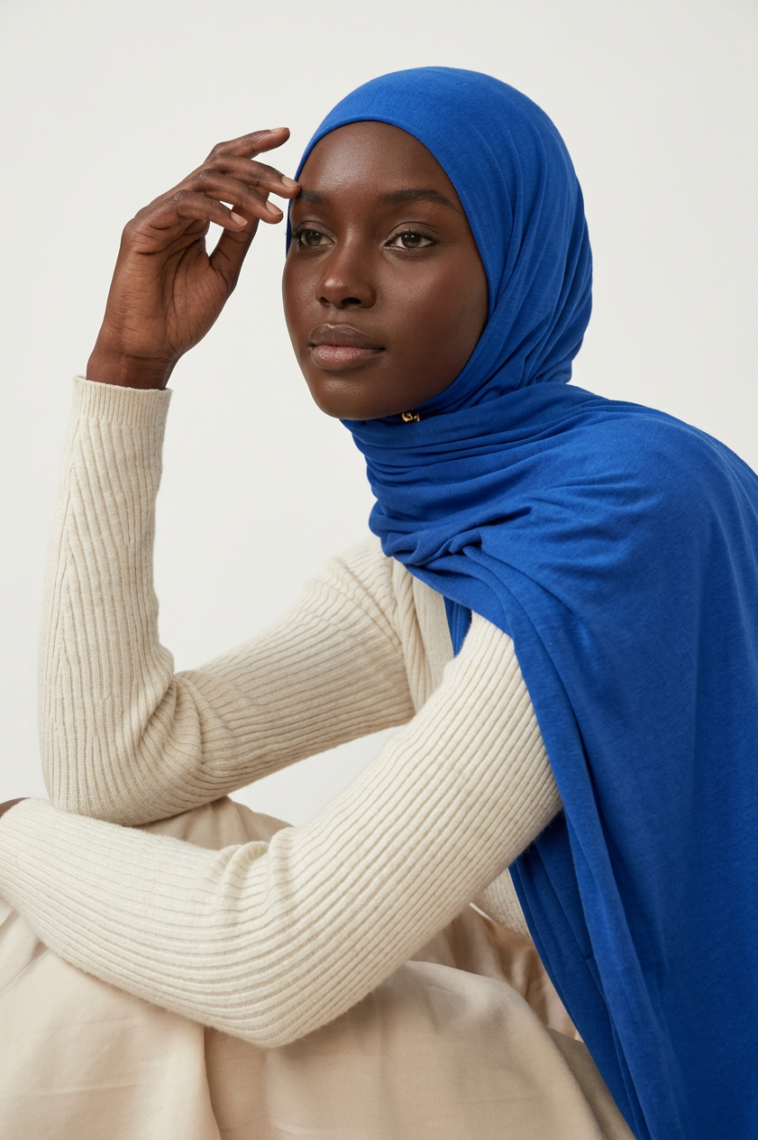 Sapphire Bleu Jersey Hijab