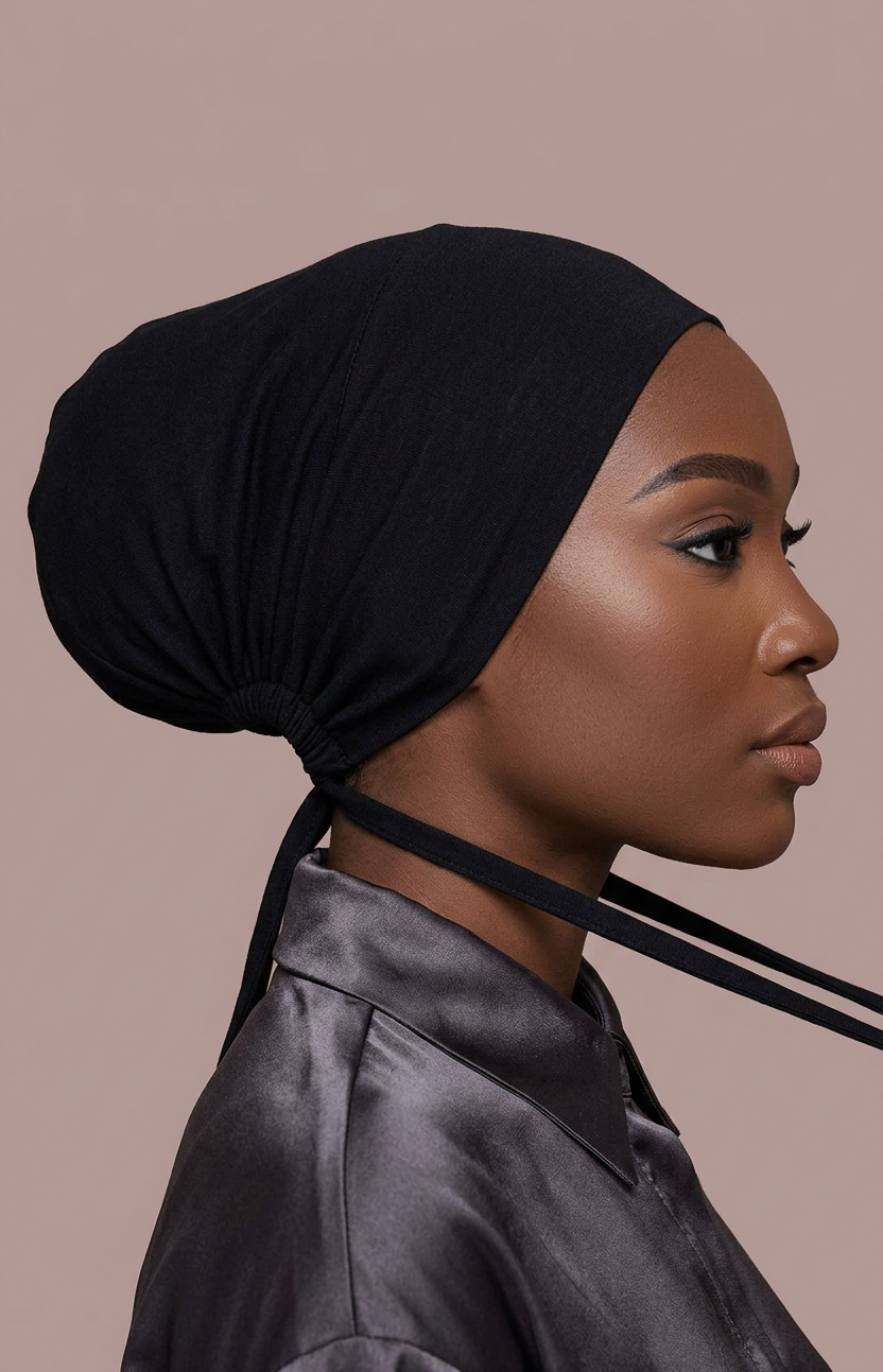Midnight Noir Silk-Lined Undercap