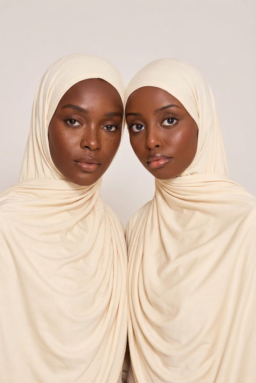 Ivory Blush Jersey Hijab