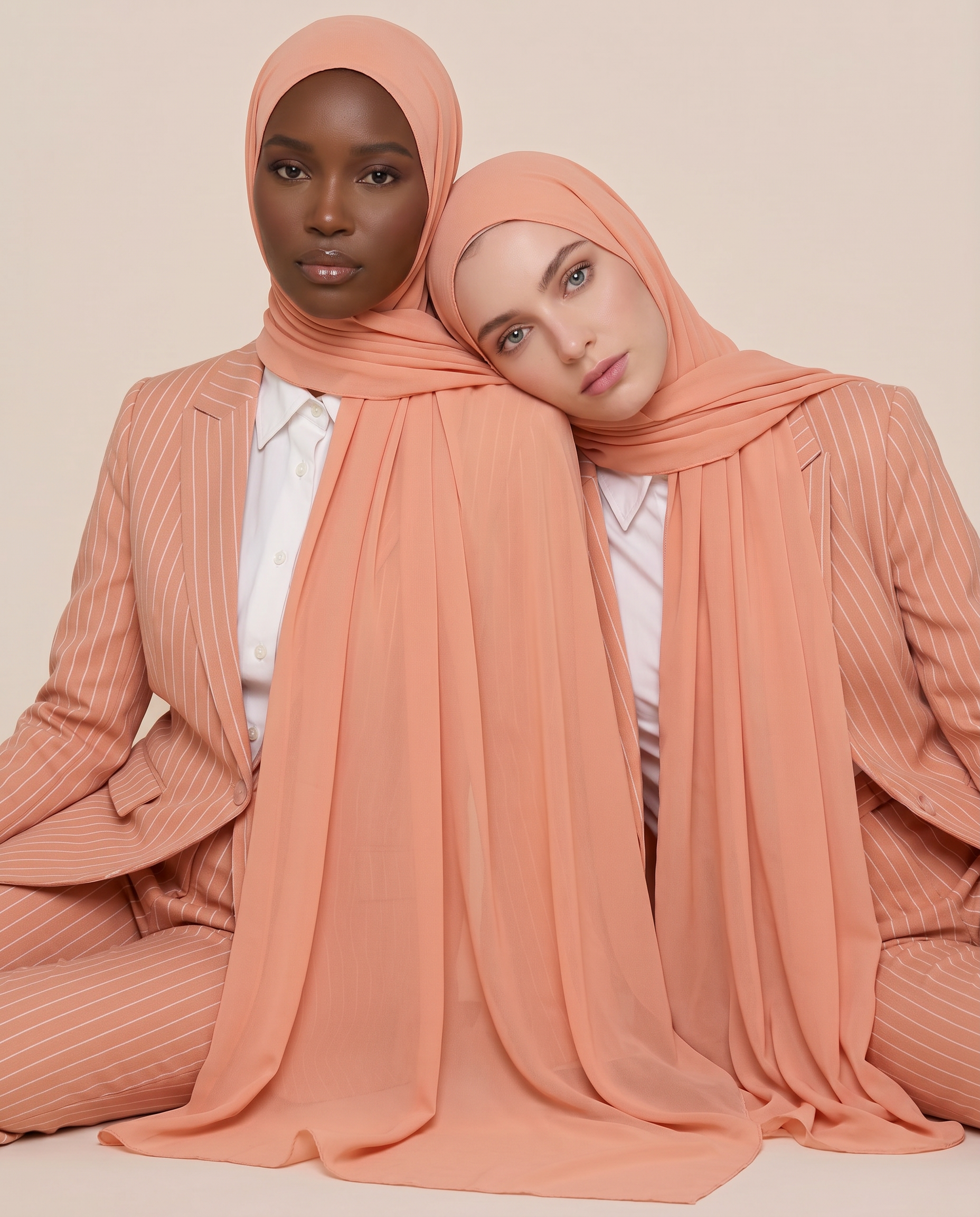 Peach Èlan Chiffon Hijab