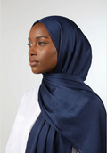 Midnight Navy Silk Crepe Crinkle Hijab