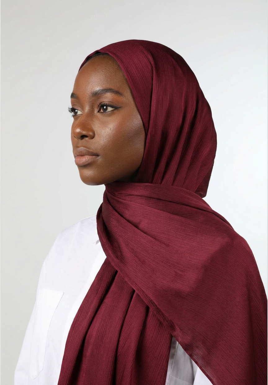 Garnet Silk Crepe Crinkle Hijab