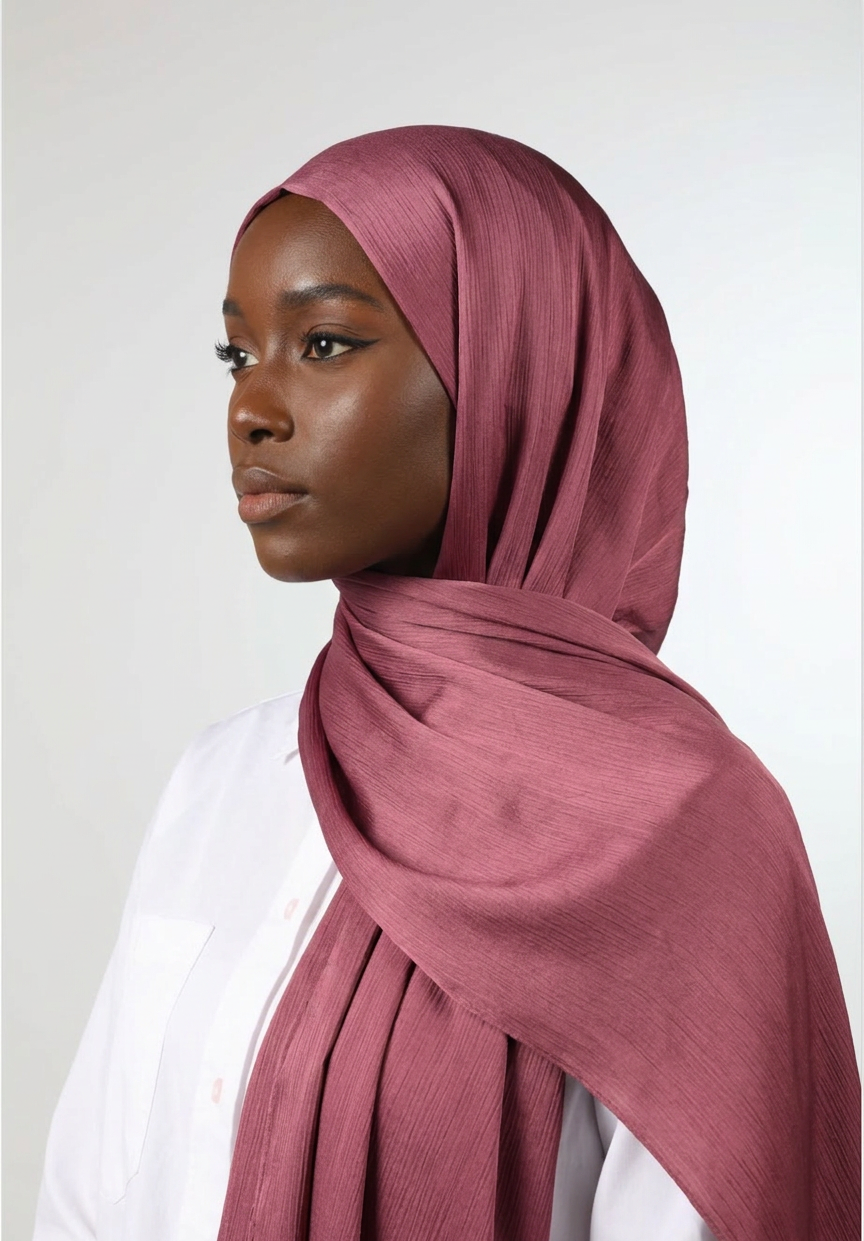 Mulberry Rose Silk Crepe Crinkle Hijab