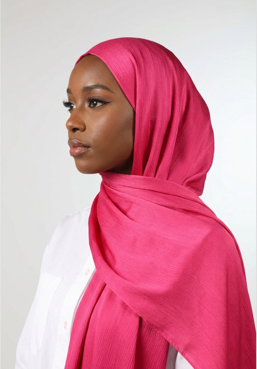 Fuchsia Love Silk Crepe Crinkle Hijab