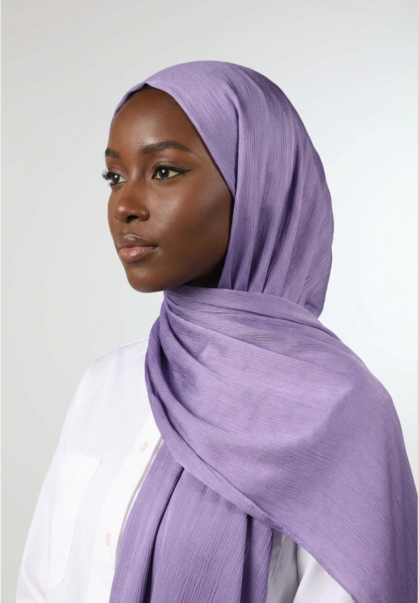 Lavender Mist Silk Crepe Crinkle Hijab