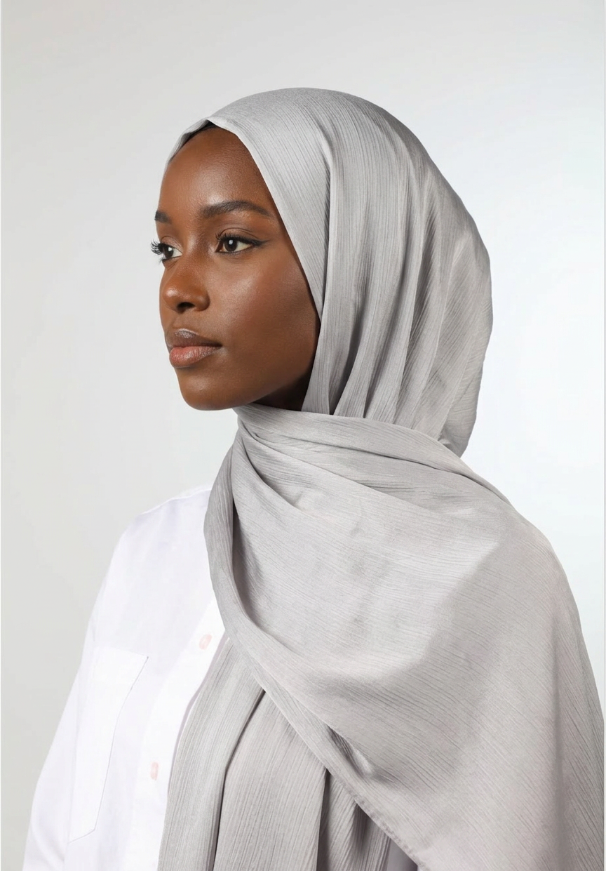 Silver Mist  Silk Crepe Crinkle Hijab