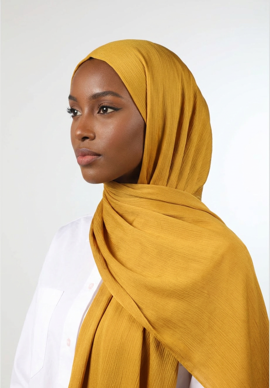 Golden Honey Silk Crepe Crinkle Hijab