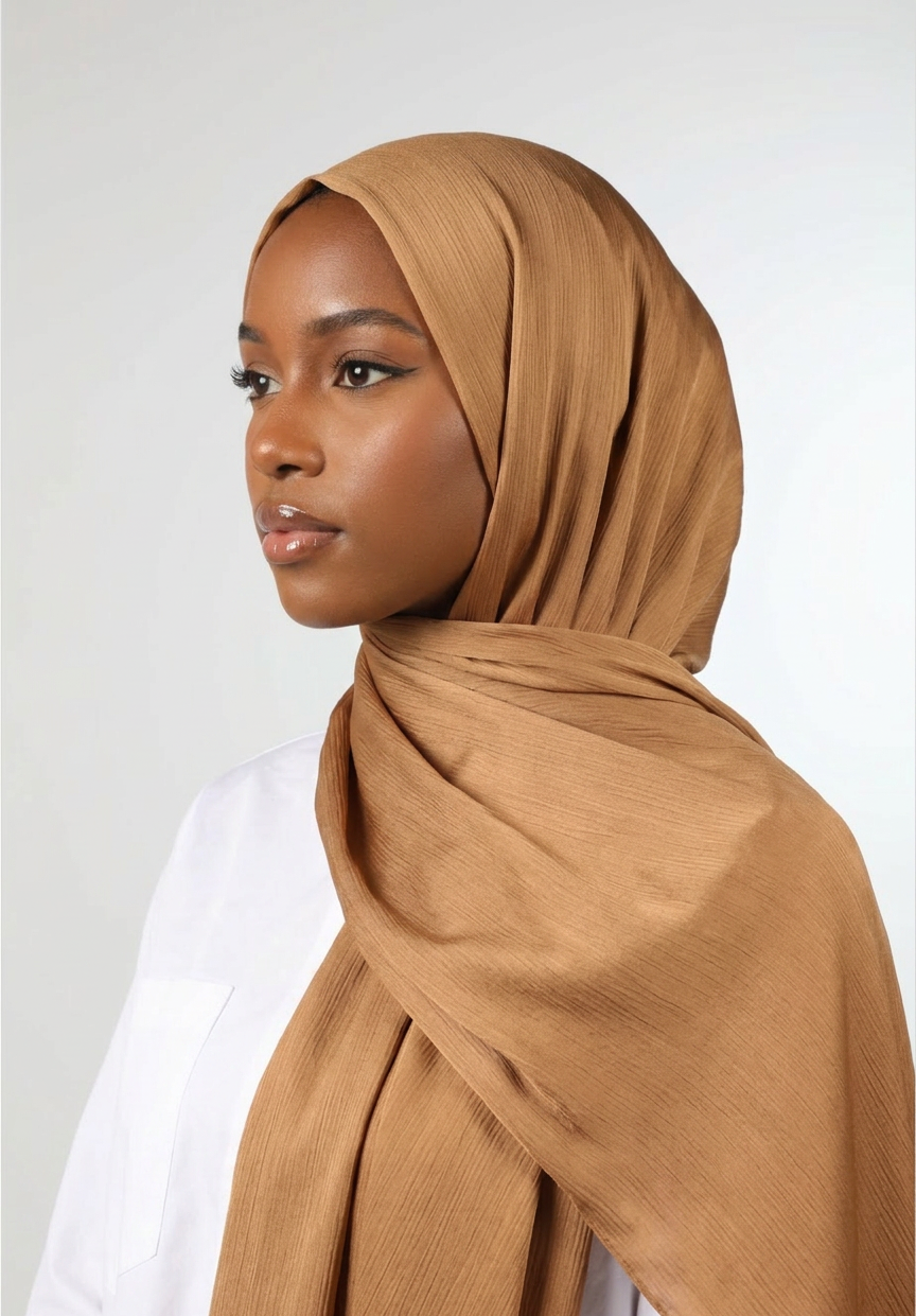 Cinnamon Silk Crepe Crinkle Hijab
