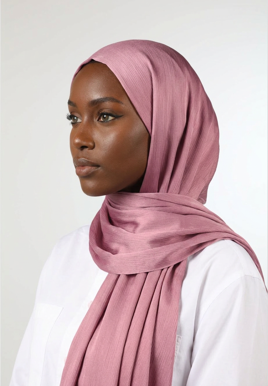 Dusty Mauve Silk Crepe Crinkle Hijab
