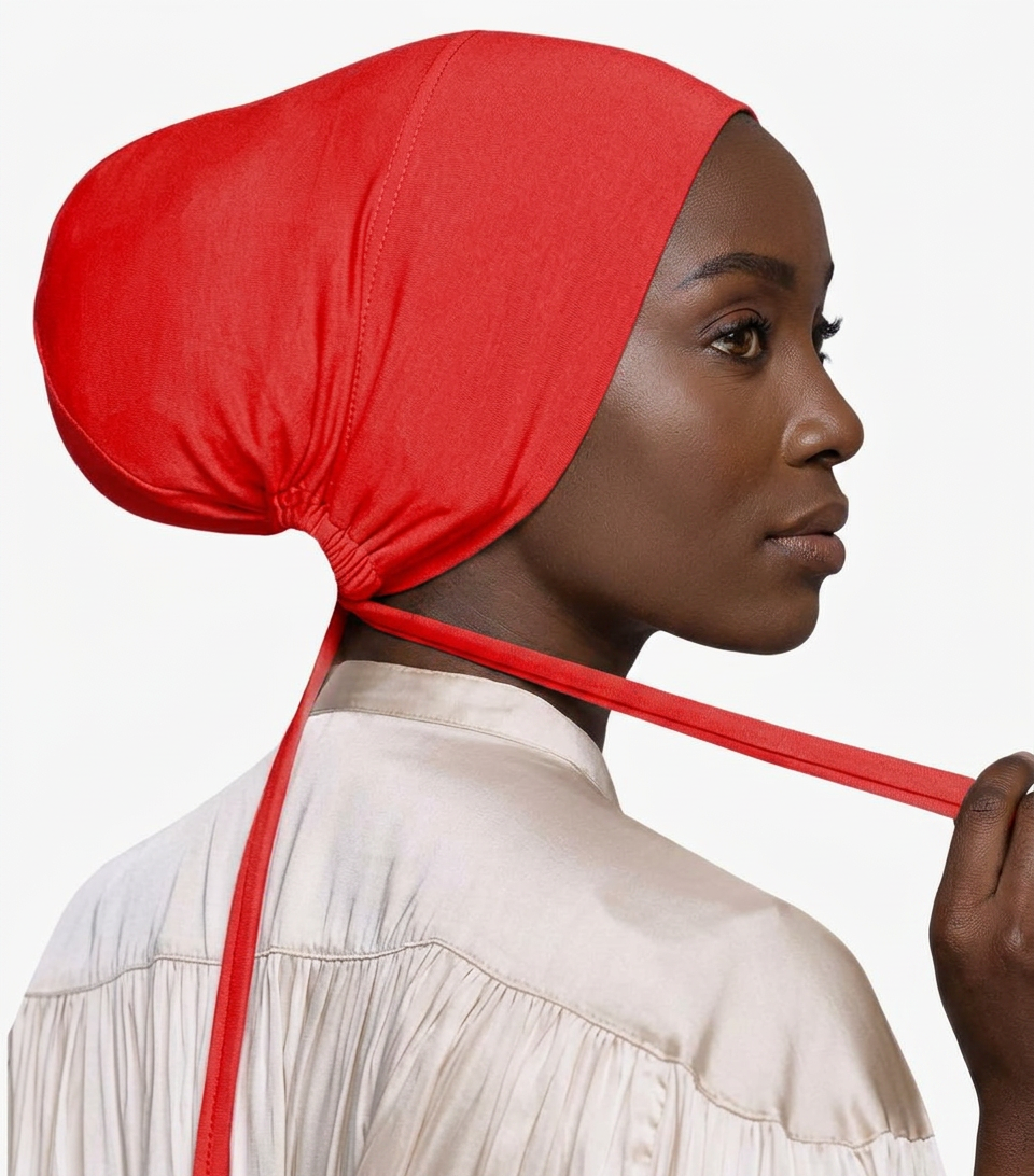 Crimson Veil Silk-Lined Undercap