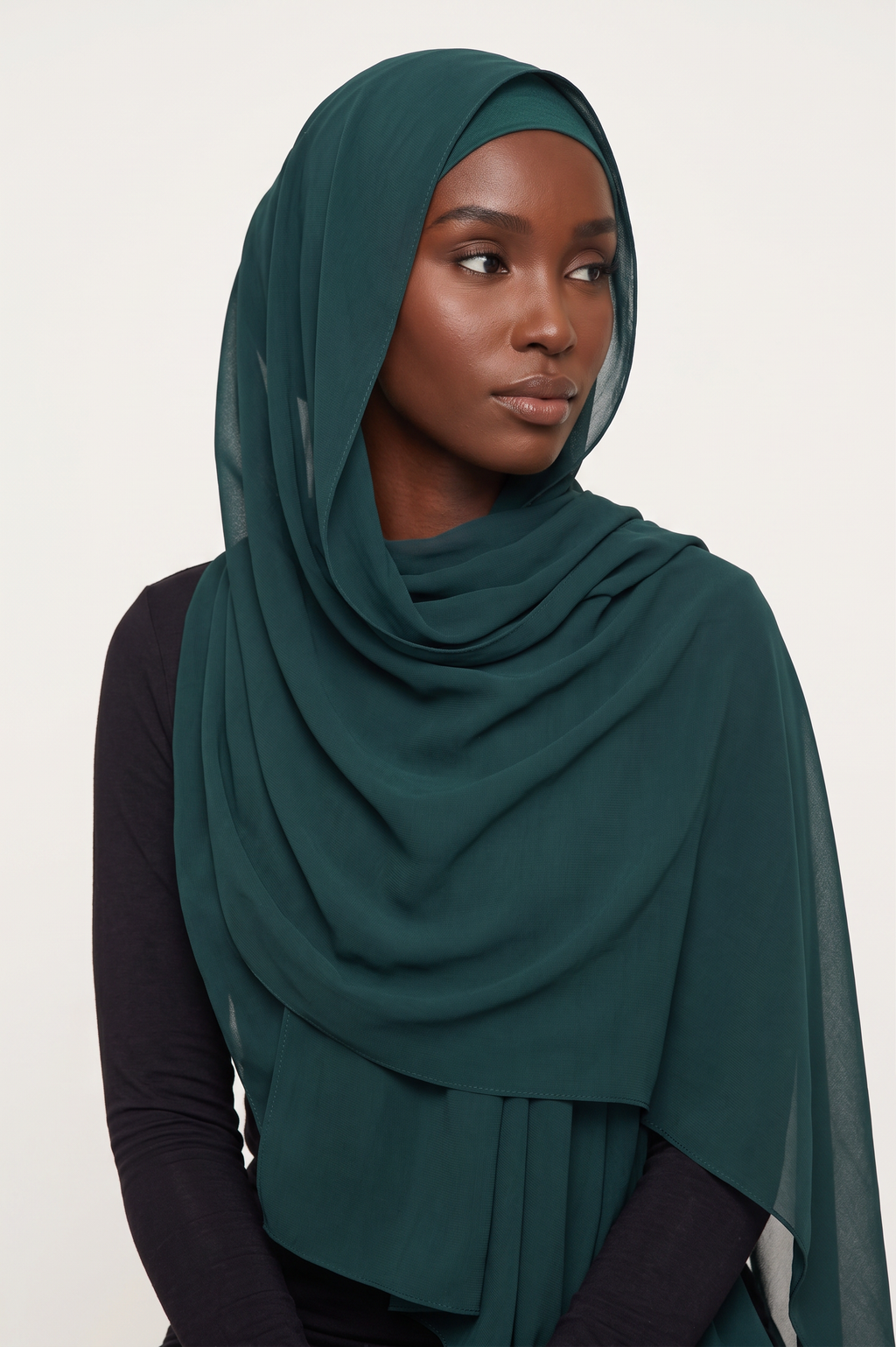 Emerald Noir Chiffon Hijab