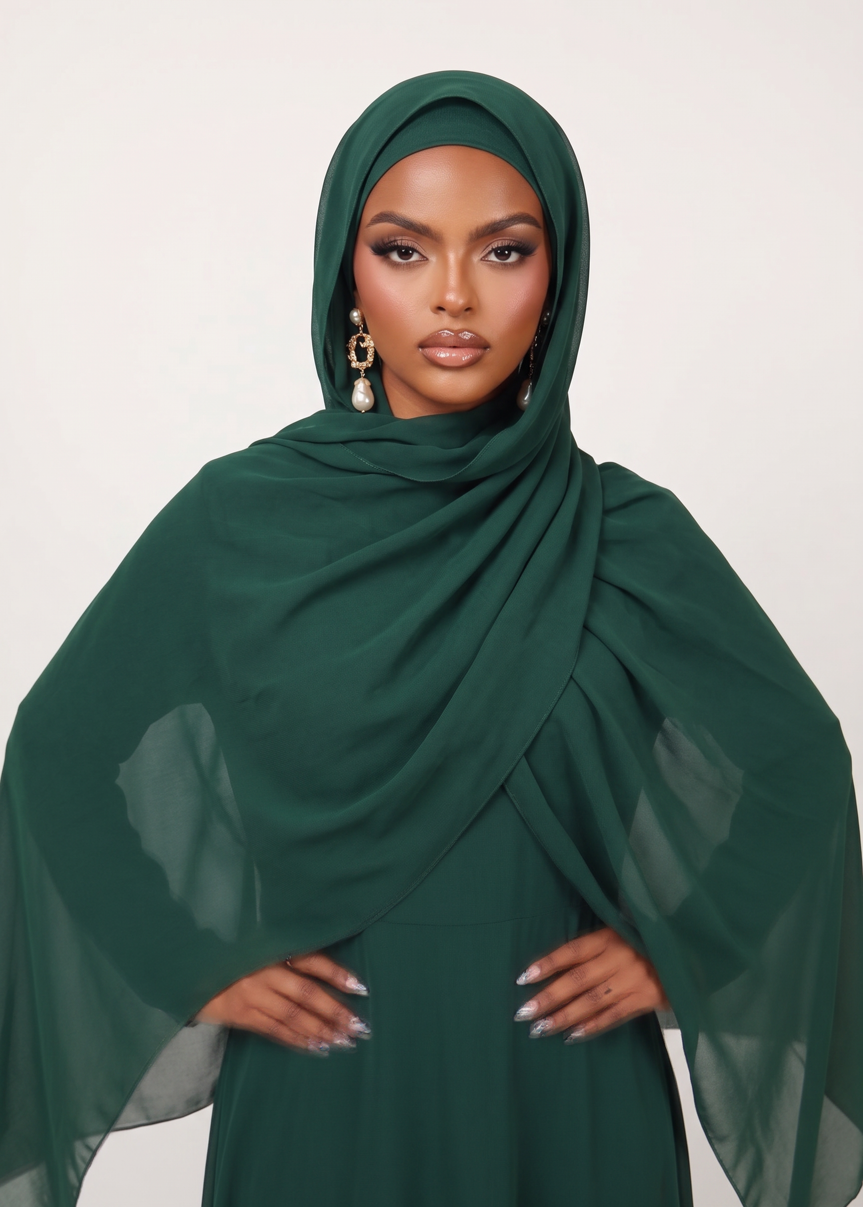 Emerald Noir Chiffon Hijab